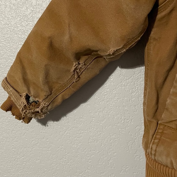 Carhartt Youth Thrashed Distressed Broken-In Tan Duck Canvas Warm Coat XXS - Picture 6 of 11